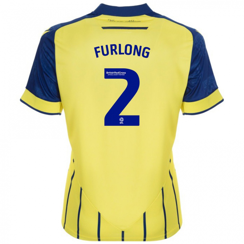 Børn Darnell Furlong #2 Gul Blå Udebane Spillertrøjer 2024/25 Trøje T-Shirt