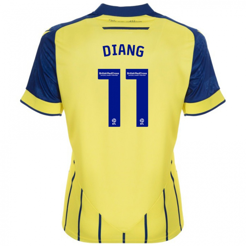 Børn Grady Diangana #11 Gul Blå Udebane Spillertrøjer 2024/25 Trøje T-Shirt