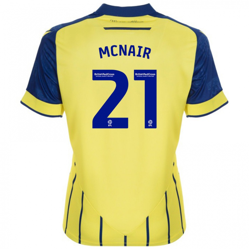 Børn Paddy Mcnair #21 Gul Blå Udebane Spillertrøjer 2024/25 Trøje T-Shirt