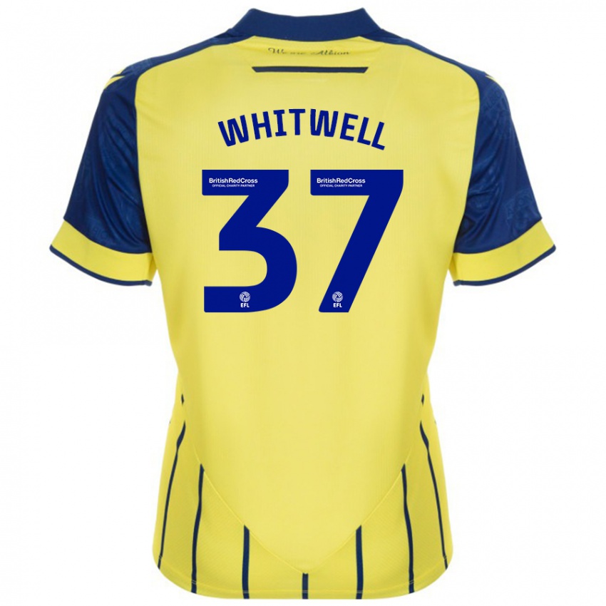 Børn Harry Whitwell #37 Gul Blå Udebane Spillertrøjer 2024/25 Trøje T-Shirt