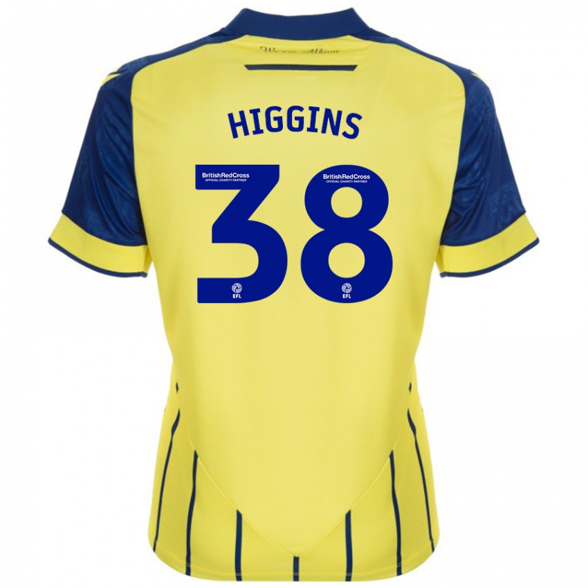 Børn Akeel Higgins #38 Gul Blå Udebane Spillertrøjer 2024/25 Trøje T-Shirt