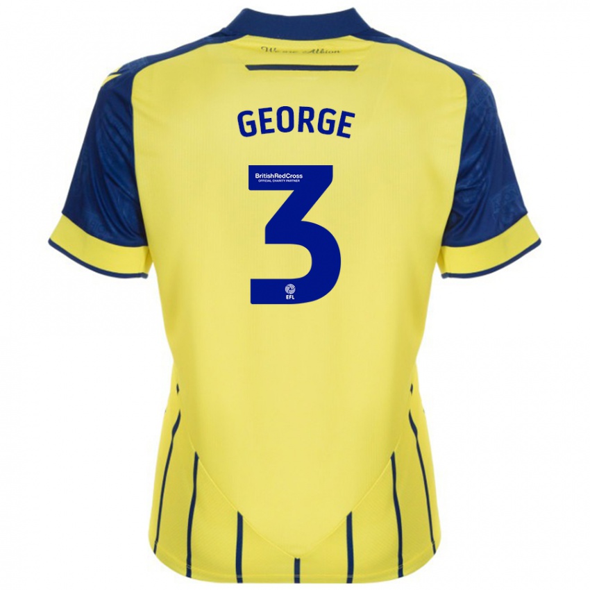 Børn Hannah George #3 Gul Blå Udebane Spillertrøjer 2024/25 Trøje T-Shirt