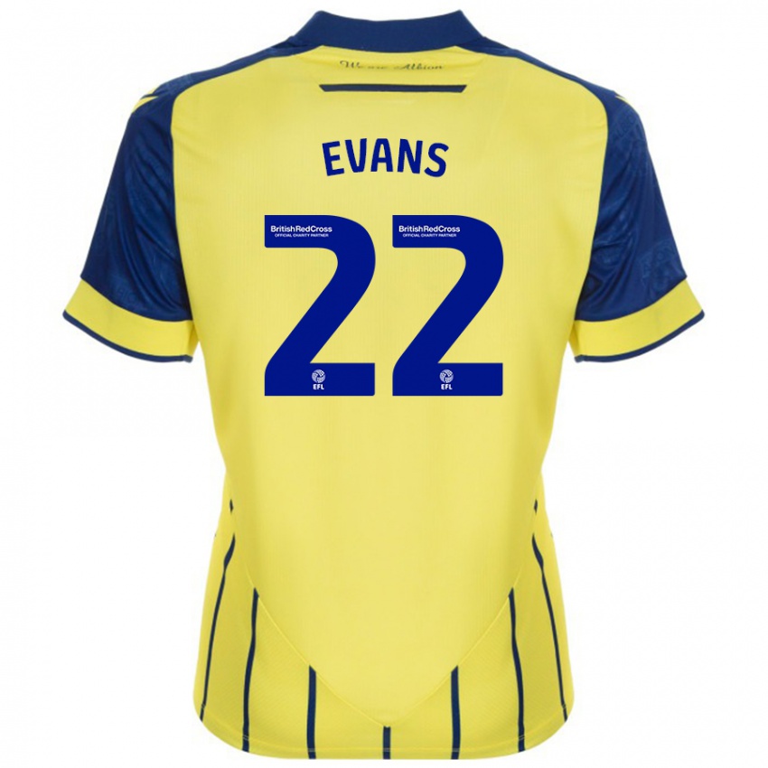 Børn Kate Evans #22 Gul Blå Udebane Spillertrøjer 2024/25 Trøje T-Shirt