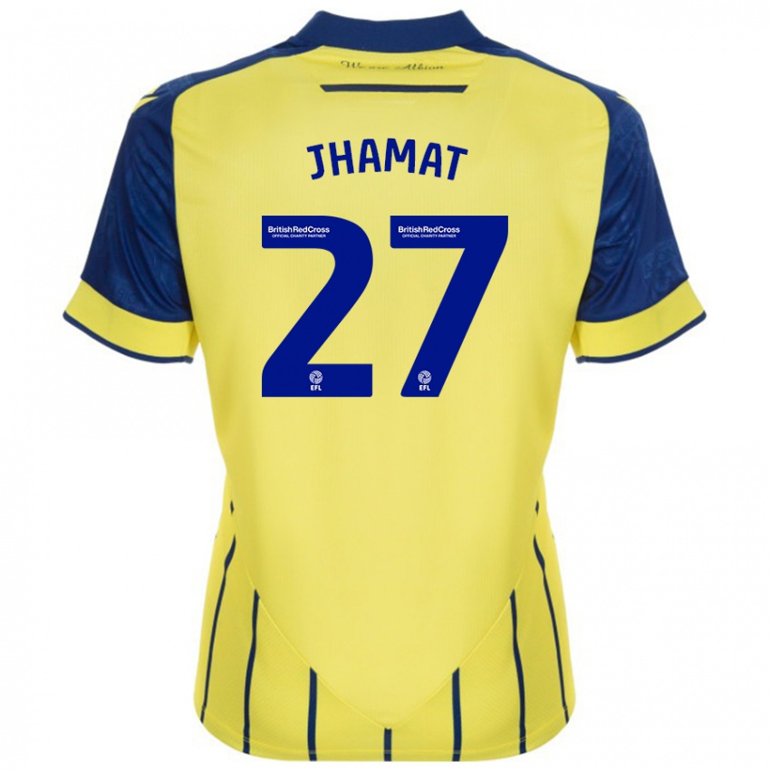 Børn Simran Jhamat #27 Gul Blå Udebane Spillertrøjer 2024/25 Trøje T-Shirt