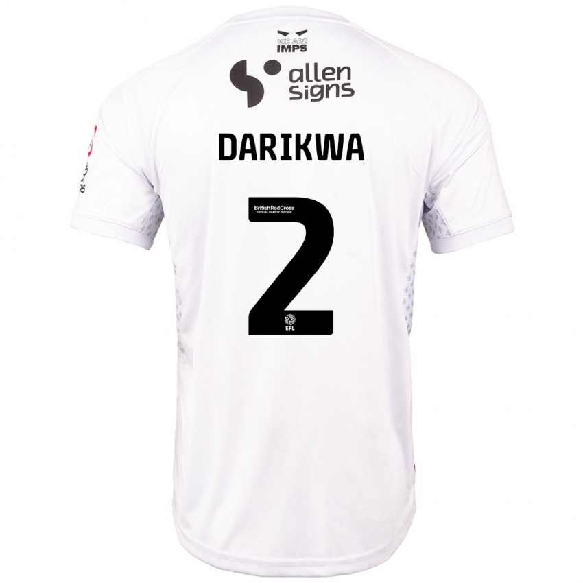 Børn Tendayi Darikwa #2 Rød Hvid Udebane Spillertrøjer 2024/25 Trøje T-Shirt