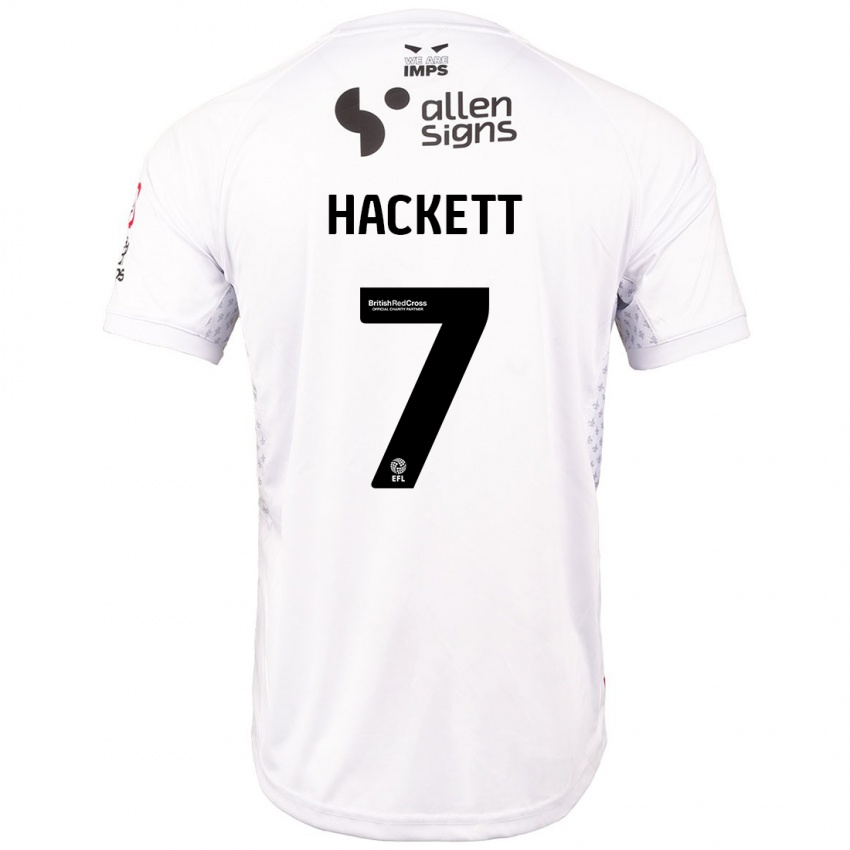 Børn Reeco Hackett #7 Rød Hvid Udebane Spillertrøjer 2024/25 Trøje T-Shirt