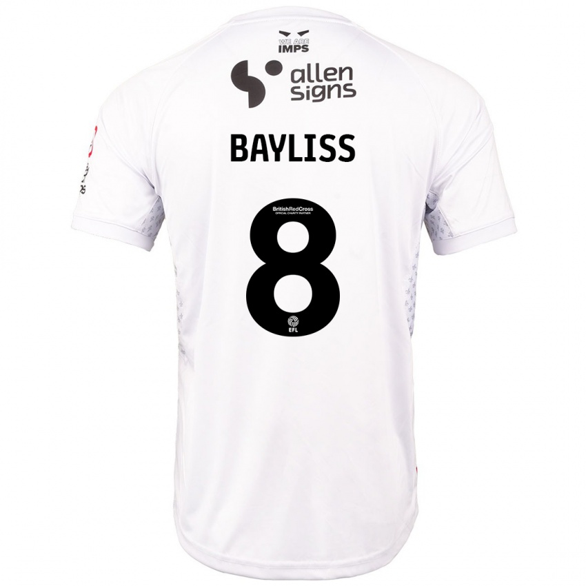 Børn Tom Bayliss #8 Rød Hvid Udebane Spillertrøjer 2024/25 Trøje T-Shirt