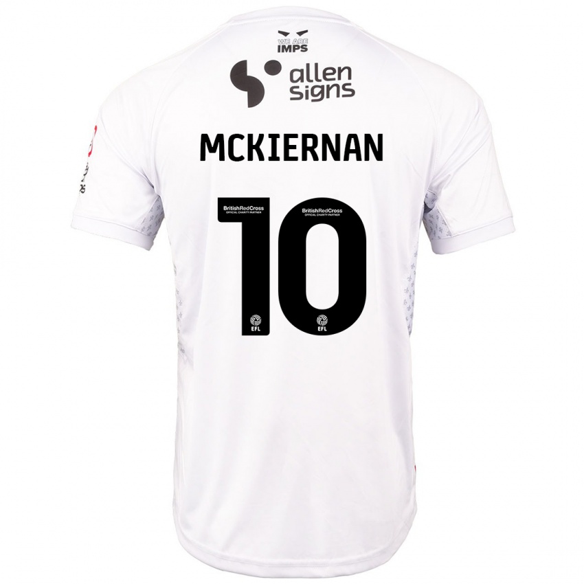 Børn Jj Mckiernan #10 Rød Hvid Udebane Spillertrøjer 2024/25 Trøje T-Shirt