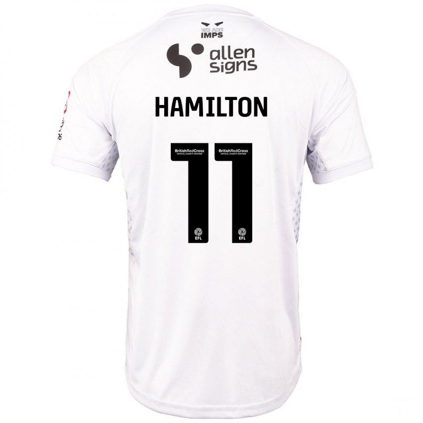 Børn Ethan Hamilton #11 Rød Hvid Udebane Spillertrøjer 2024/25 Trøje T-Shirt