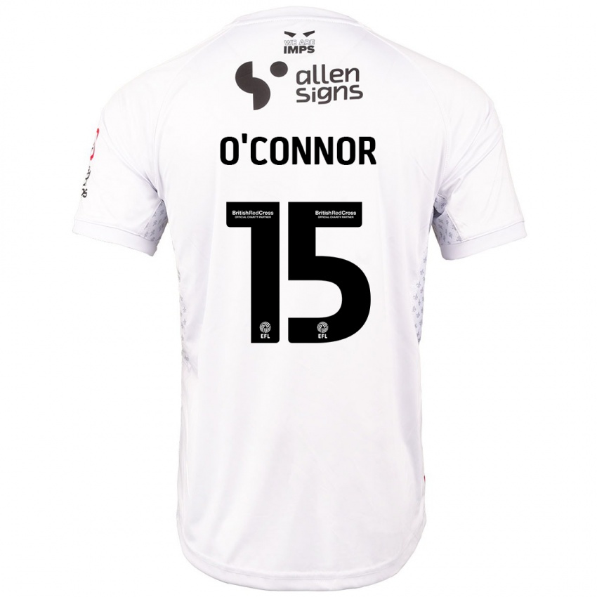 Børn Paudie O'connor #15 Rød Hvid Udebane Spillertrøjer 2024/25 Trøje T-Shirt