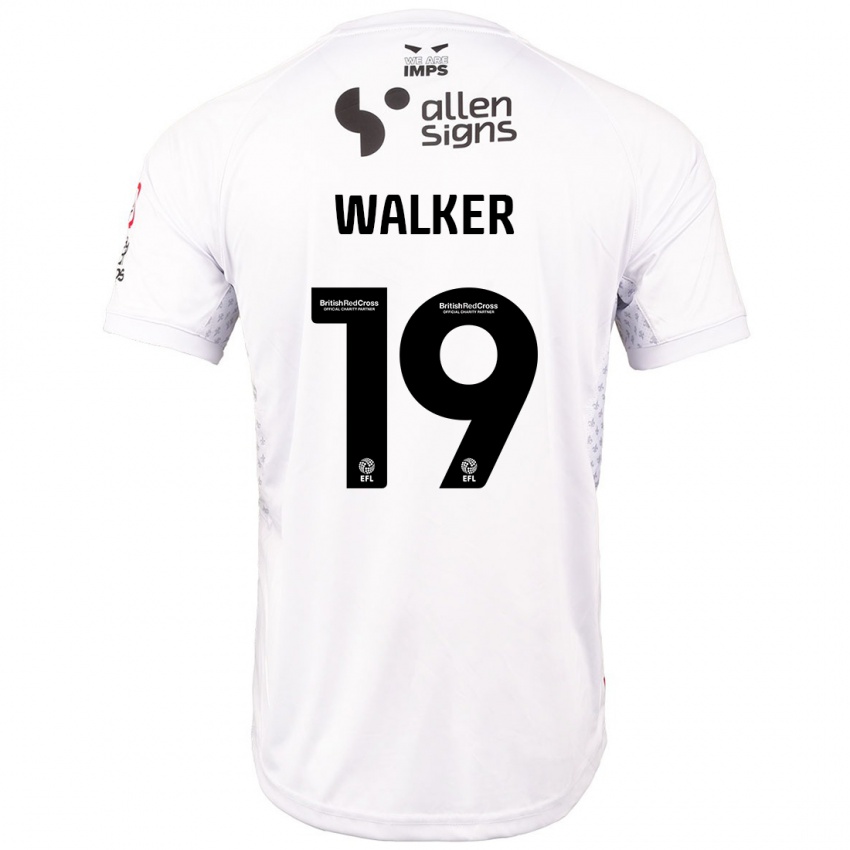 Børn Tyler Walker #19 Rød Hvid Udebane Spillertrøjer 2024/25 Trøje T-Shirt