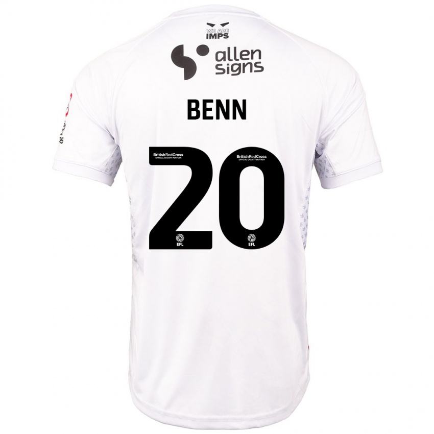 Børn Jay Benn #20 Rød Hvid Udebane Spillertrøjer 2024/25 Trøje T-Shirt