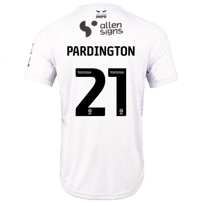 Børn Jamie Pardington #21 Rød Hvid Udebane Spillertrøjer 2024/25 Trøje T-Shirt