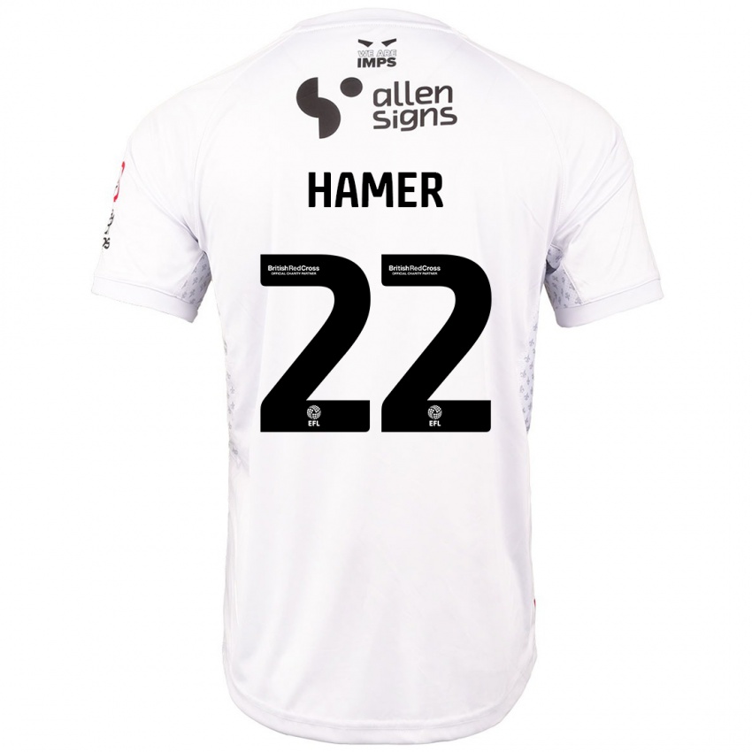 Børn Tom Hamer #22 Rød Hvid Udebane Spillertrøjer 2024/25 Trøje T-Shirt