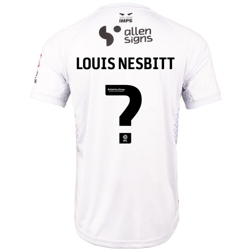 Børn Louis Nesbitt #0 Rød Hvid Udebane Spillertrøjer 2024/25 Trøje T-Shirt