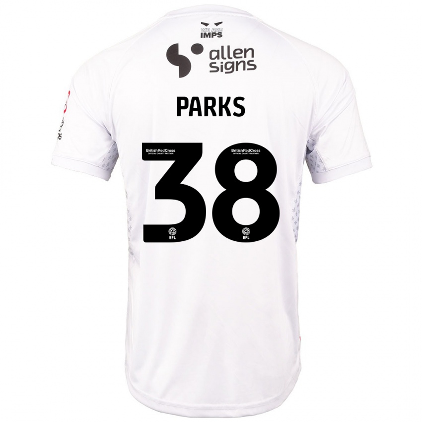 Børn Charlie Parks #38 Rød Hvid Udebane Spillertrøjer 2024/25 Trøje T-Shirt