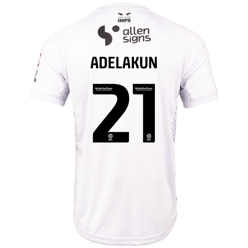 Børn Hakeeb Adelakun #21 Rød Hvid Udebane Spillertrøjer 2024/25 Trøje T-Shirt