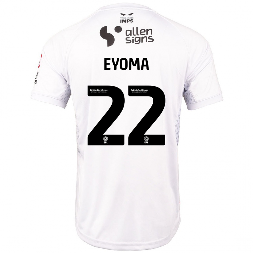 Børn Timothy Eyoma #22 Rød Hvid Udebane Spillertrøjer 2024/25 Trøje T-Shirt