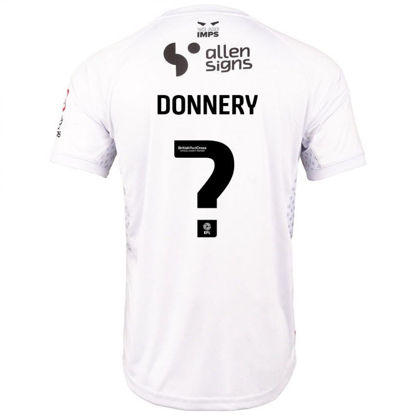 Børn Julian Donnery #0 Rød Hvid Udebane Spillertrøjer 2024/25 Trøje T-Shirt