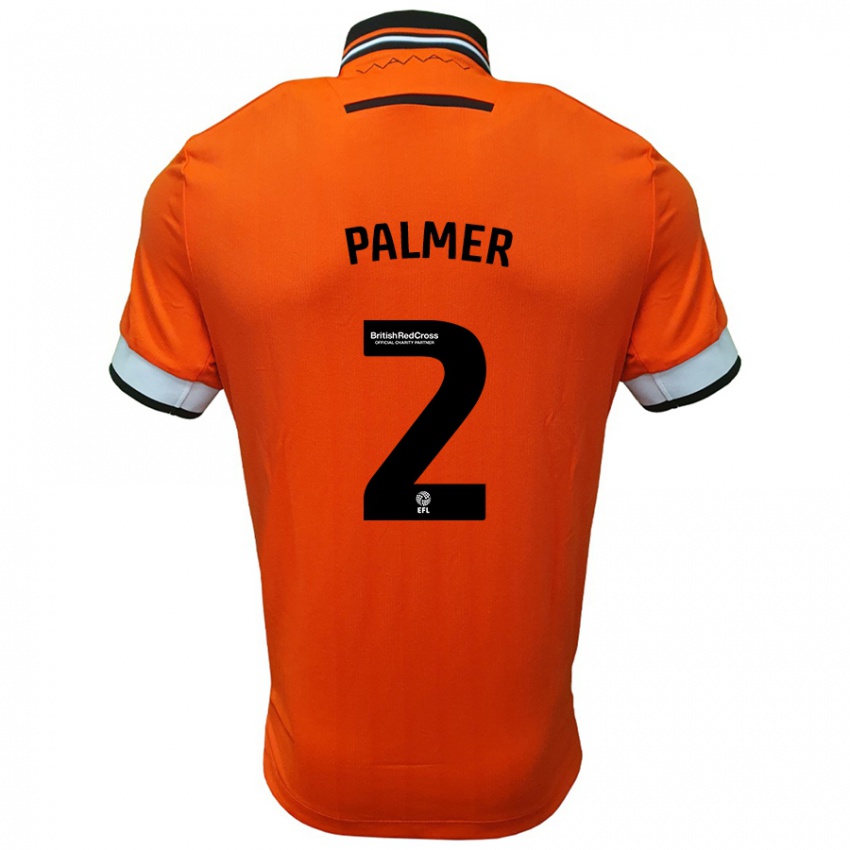 Børn Liam Palmer #2 Orange Hvid Udebane Spillertrøjer 2024/25 Trøje T-Shirt