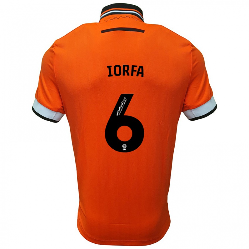 Børn Dominic Iorfa #6 Orange Hvid Udebane Spillertrøjer 2024/25 Trøje T-Shirt