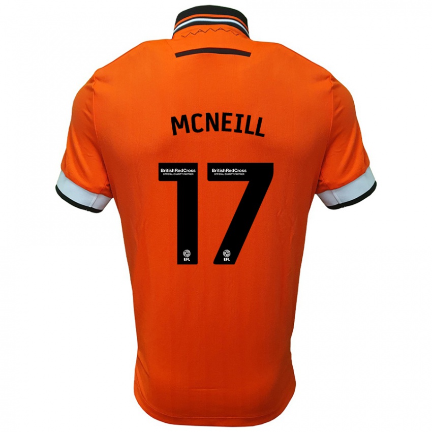 Børn Charlie Mcneill #17 Orange Hvid Udebane Spillertrøjer 2024/25 Trøje T-Shirt