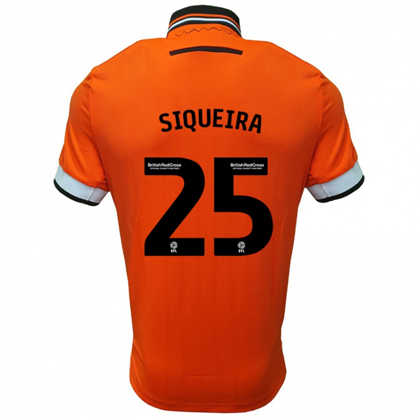 Børn Guilherme Siqueira #25 Orange Hvid Udebane Spillertrøjer 2024/25 Trøje T-Shirt