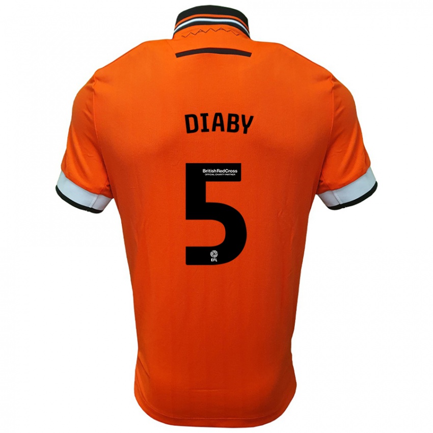 Børn Bambo Diaby #5 Orange Hvid Udebane Spillertrøjer 2024/25 Trøje T-Shirt