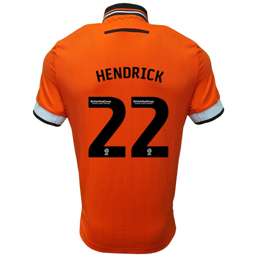 Børn Jeff Hendrick #22 Orange Hvid Udebane Spillertrøjer 2024/25 Trøje T-Shirt