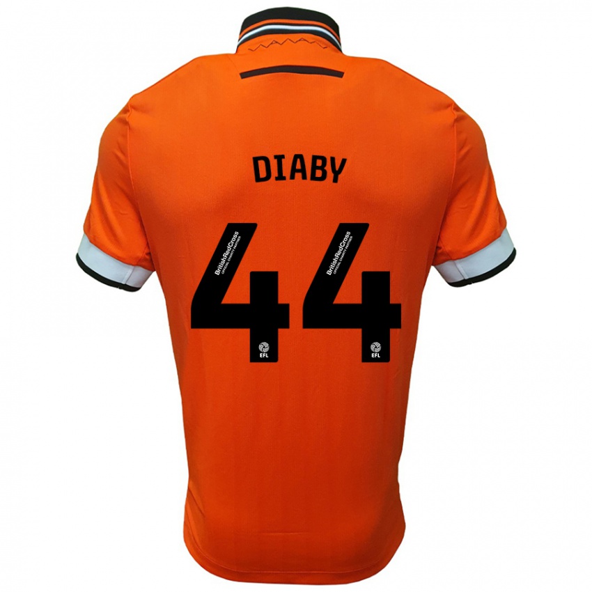 Børn Momo Diaby #44 Orange Hvid Udebane Spillertrøjer 2024/25 Trøje T-Shirt