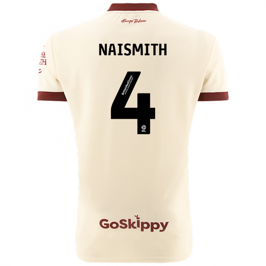 Børn Kal Naismith #4 Creme Hvid Udebane Spillertrøjer 2024/25 Trøje T-Shirt