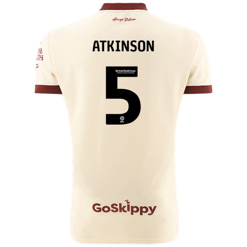 Børn Rob Atkinson #5 Creme Hvid Udebane Spillertrøjer 2024/25 Trøje T-Shirt