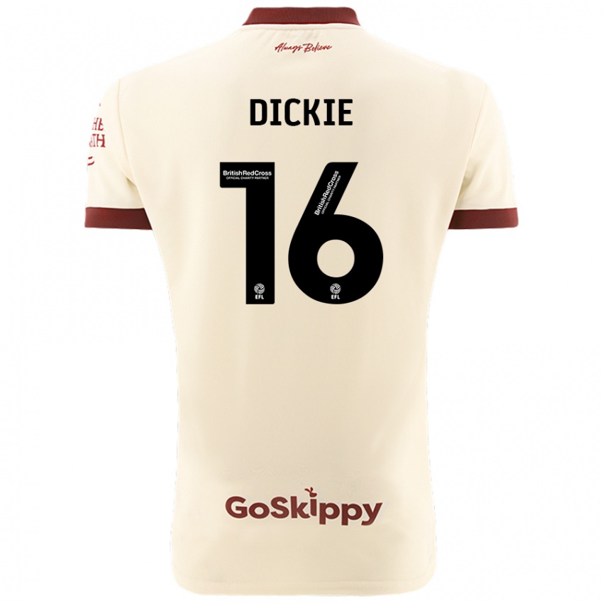 Børn Rob Dickie #16 Creme Hvid Udebane Spillertrøjer 2024/25 Trøje T-Shirt