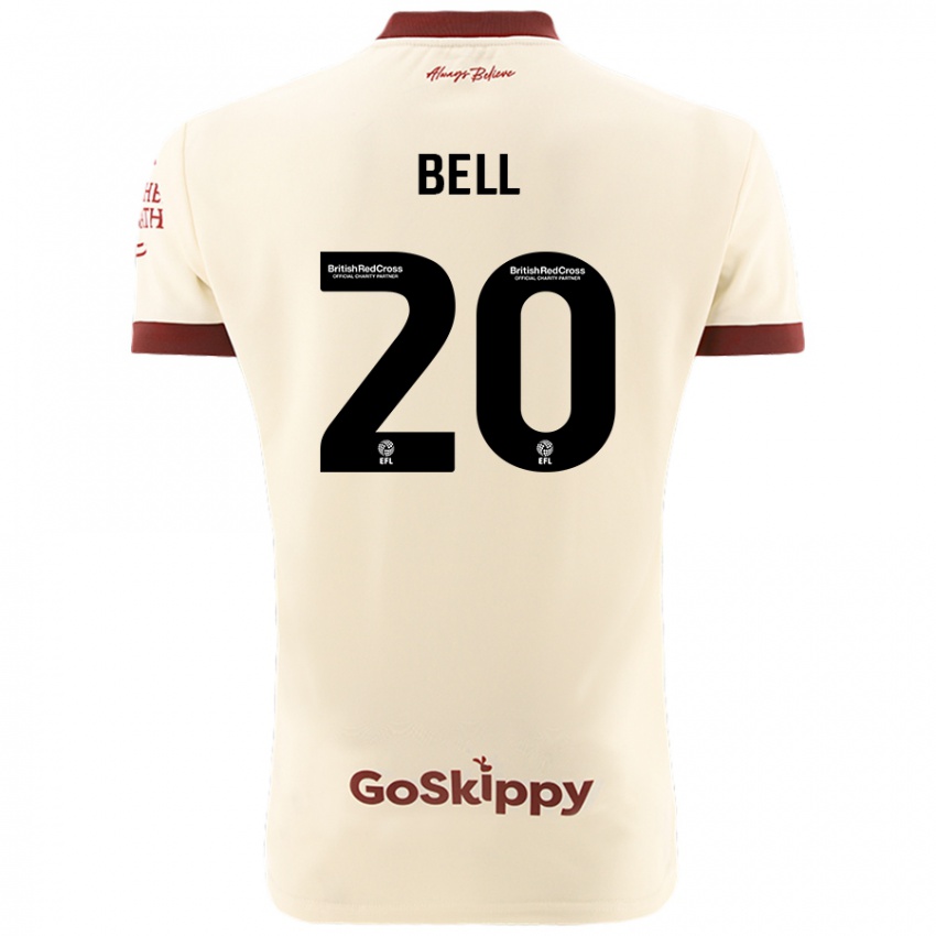 Børn Sam Bell #20 Creme Hvid Udebane Spillertrøjer 2024/25 Trøje T-Shirt