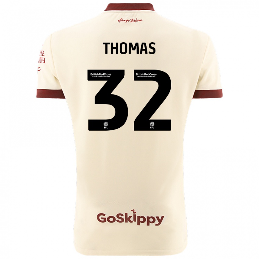 Børn Lewis Thomas #32 Creme Hvid Udebane Spillertrøjer 2024/25 Trøje T-Shirt