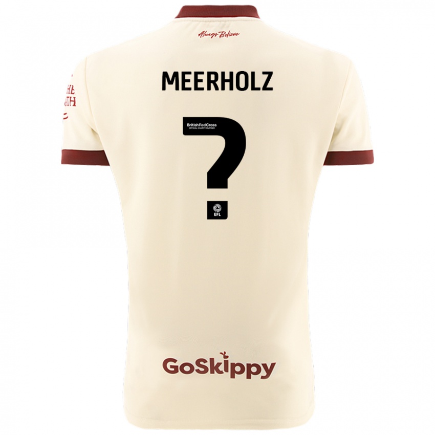 Børn Jed Meerholz #0 Creme Hvid Udebane Spillertrøjer 2024/25 Trøje T-Shirt