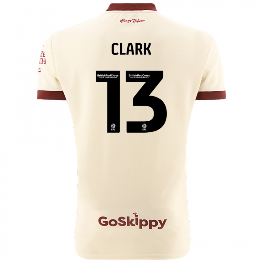 Børn Olivia Clark #13 Creme Hvid Udebane Spillertrøjer 2024/25 Trøje T-Shirt