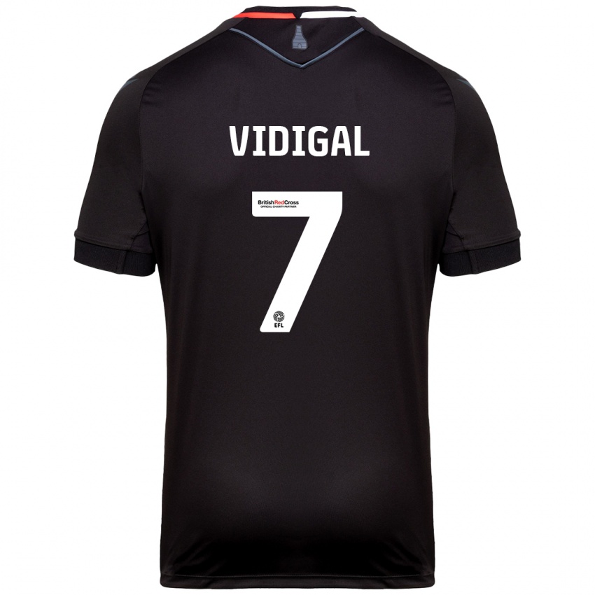 Børn André Vidigal #7 Sort Udebane Spillertrøjer 2024/25 Trøje T-Shirt