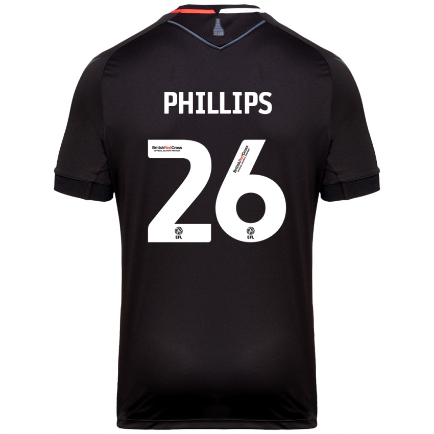 Børn Ashley Phillips #26 Sort Udebane Spillertrøjer 2024/25 Trøje T-Shirt