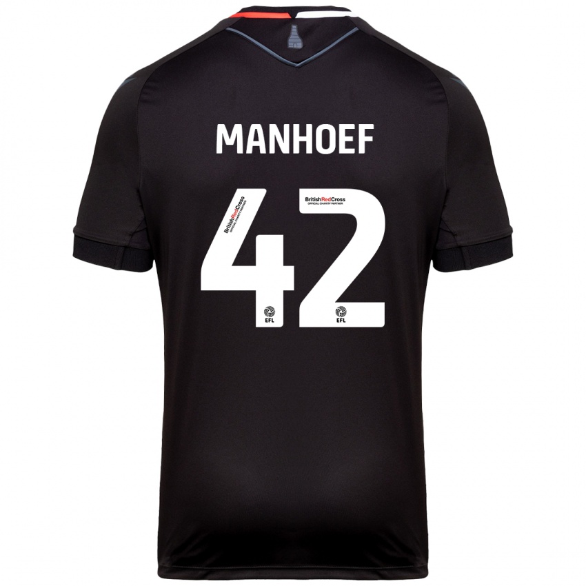 Børn Million Manhoef #42 Sort Udebane Spillertrøjer 2024/25 Trøje T-Shirt