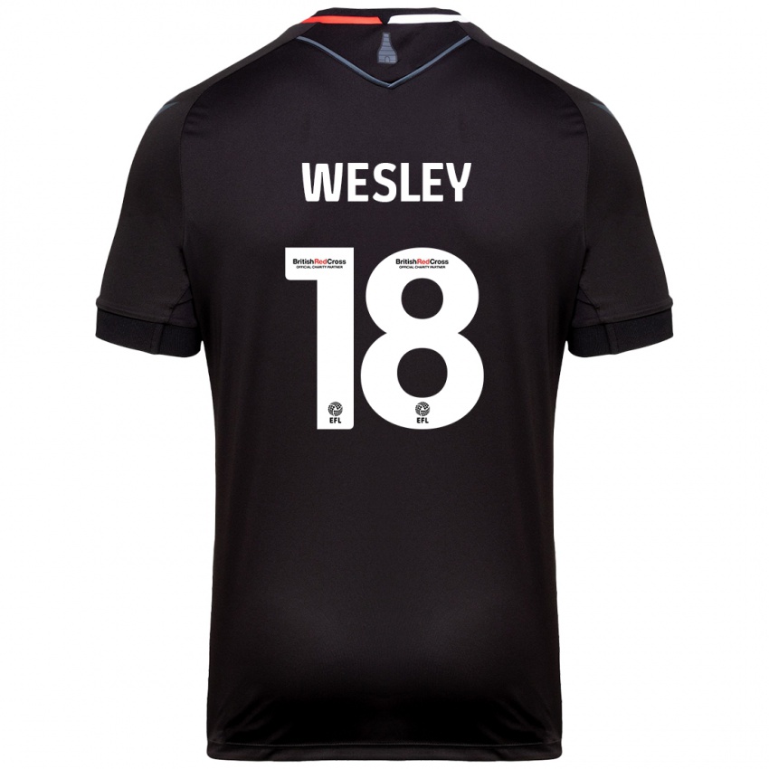 Børn Wesley Moraes #18 Sort Udebane Spillertrøjer 2024/25 Trøje T-Shirt