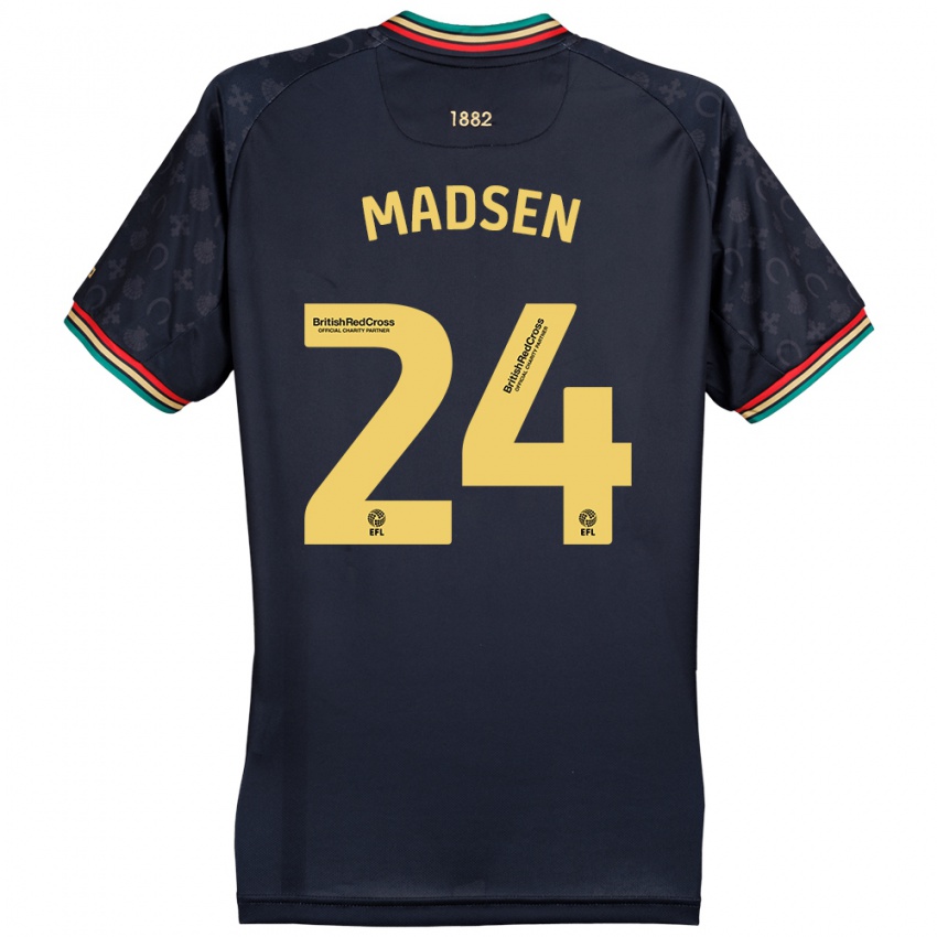 Børn Nicolas Madsen #24 Mørk Marineblå Udebane Spillertrøjer 2024/25 Trøje T-Shirt