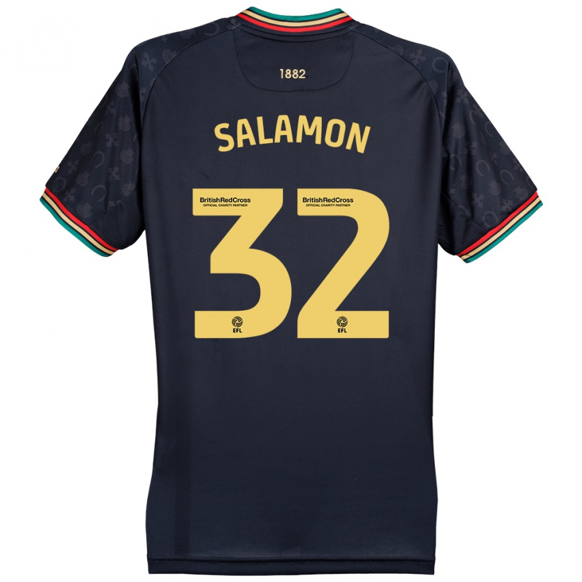 Børn Matteo Salamon #32 Mørk Marineblå Udebane Spillertrøjer 2024/25 Trøje T-Shirt