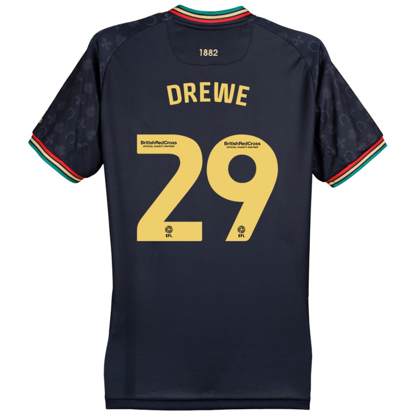 Børn Aaron Drewe #29 Mørk Marineblå Udebane Spillertrøjer 2024/25 Trøje T-Shirt