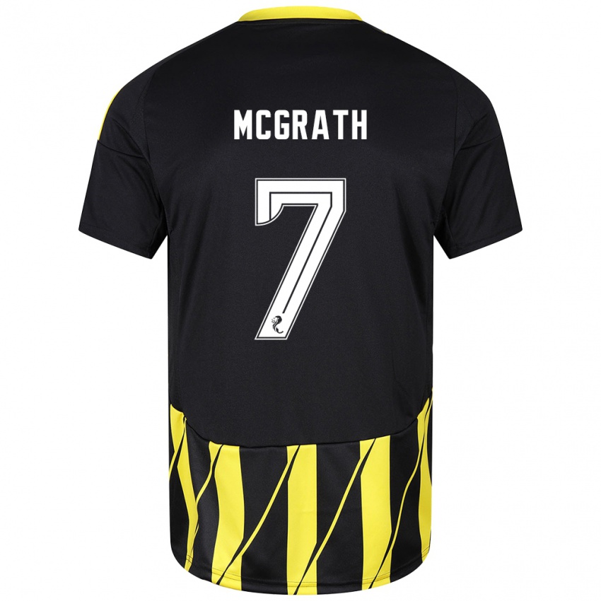 Børn Jamie Mcgrath #7 Sort Gul Udebane Spillertrøjer 2024/25 Trøje T-Shirt