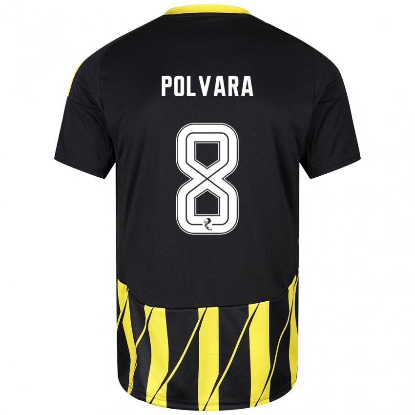 Børn Dante Polvara #8 Sort Gul Udebane Spillertrøjer 2024/25 Trøje T-Shirt