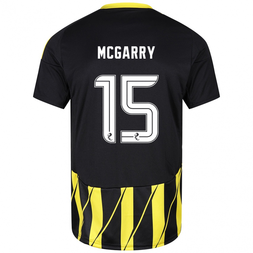 Børn James Mcgarry #15 Sort Gul Udebane Spillertrøjer 2024/25 Trøje T-Shirt