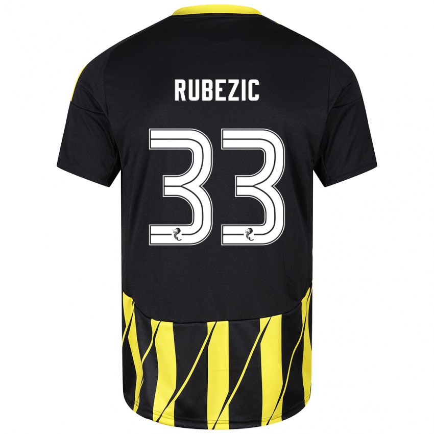 Børn Slobodan Rubezic #33 Sort Gul Udebane Spillertrøjer 2024/25 Trøje T-Shirt