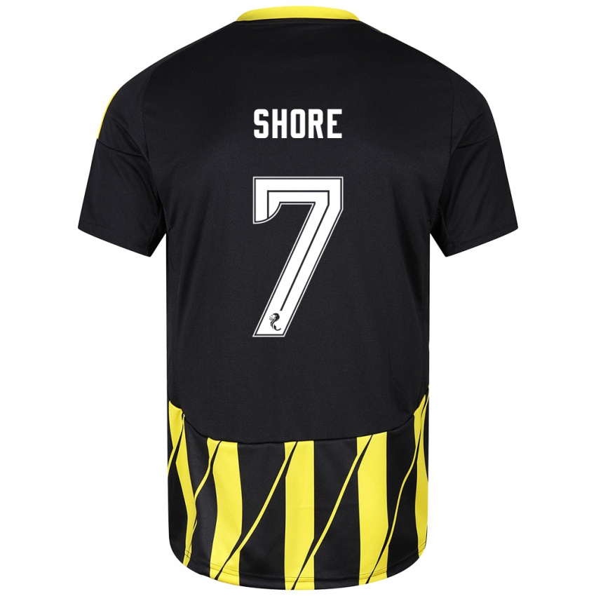 Børn Eilidh Shore #7 Sort Gul Udebane Spillertrøjer 2024/25 Trøje T-Shirt