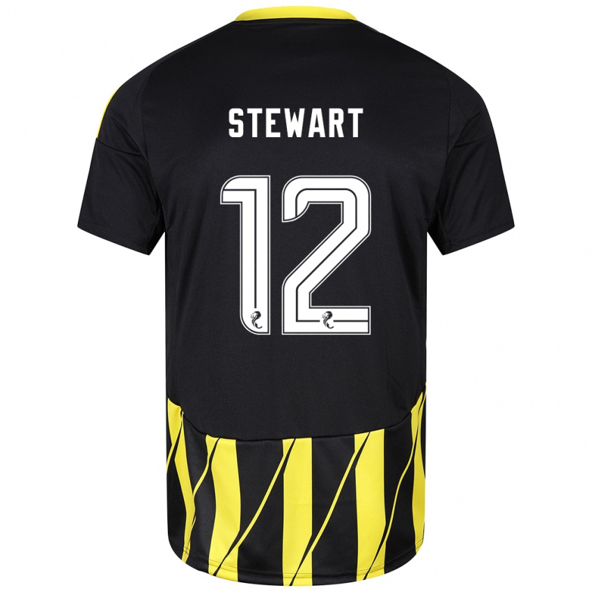 Børn Hannah Stewart #12 Sort Gul Udebane Spillertrøjer 2024/25 Trøje T-Shirt